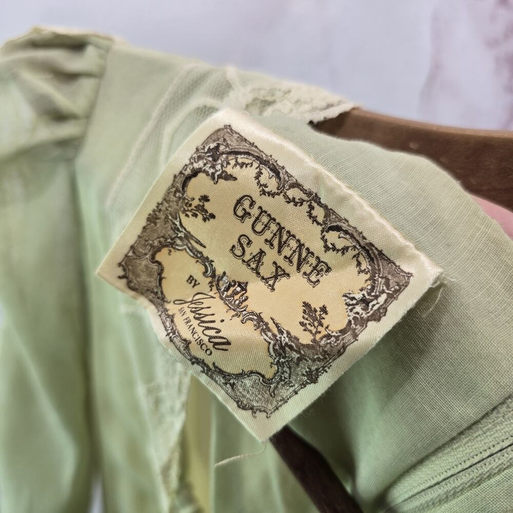 Vintage Peasant Dress Women XS Green Prairie Cottagecore Jessica Gunne Sax - Picture 4 of 16